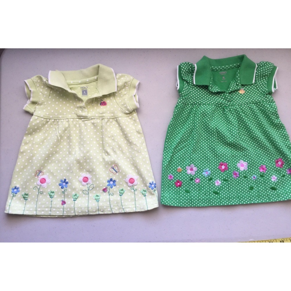 LOT 2 Carters‎ Baby Girl 6M Spring Embroidery Dresses green